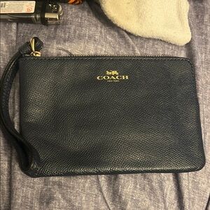 Coach Midnight Blue Leather Wristlet